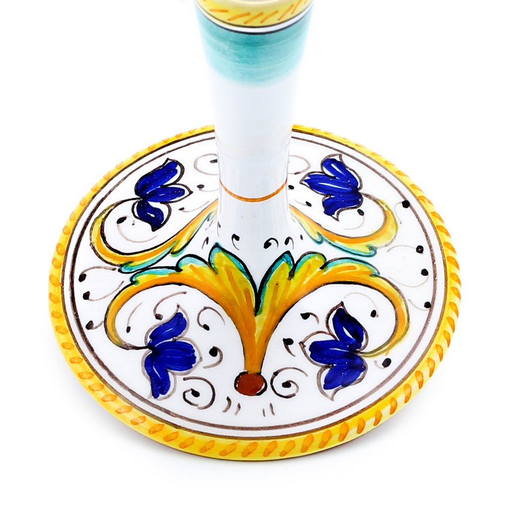 DERUTA STEMWARE: Pinot Glass on Hand Painted Ceramic Base PERUGINO Design - Artistica.com