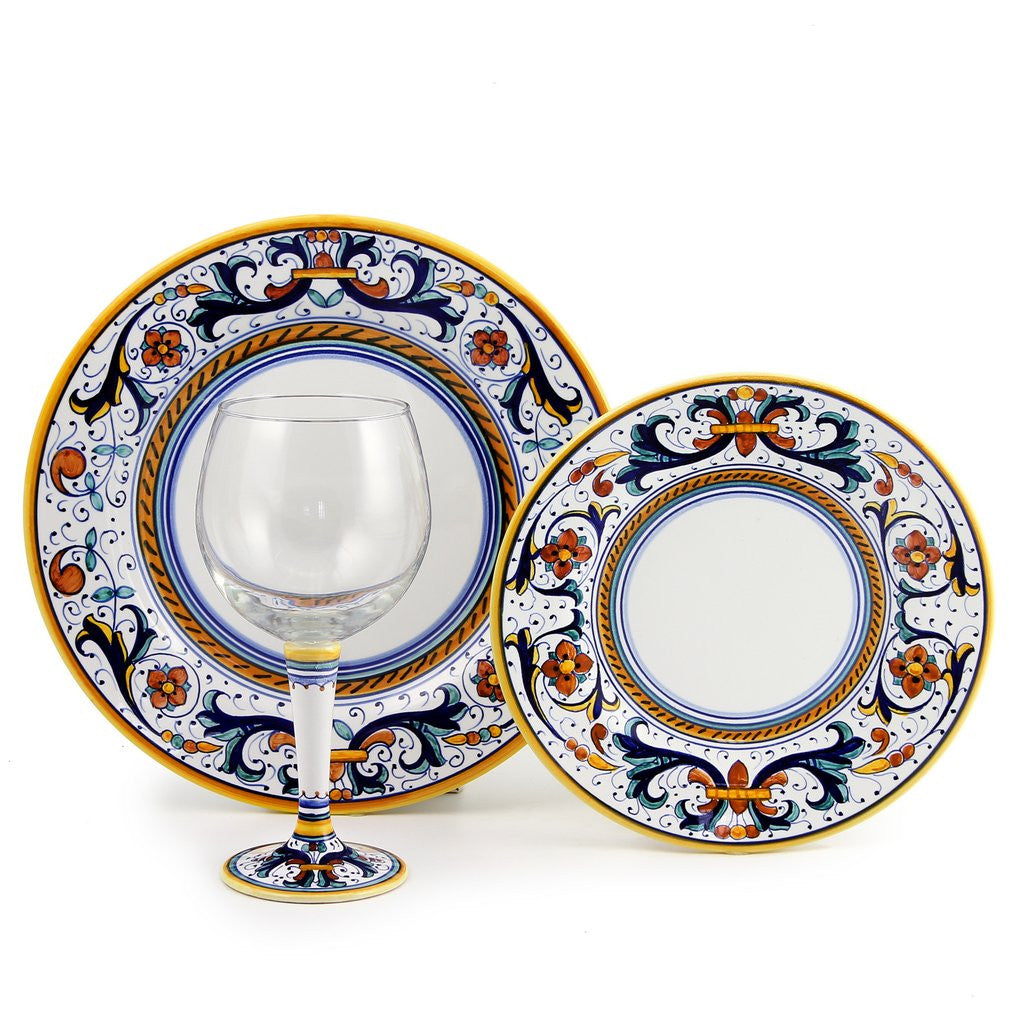 DERUTA STEMWARE PACK: Burgundy Balloon and Dinner Plate and Salad Plate ...