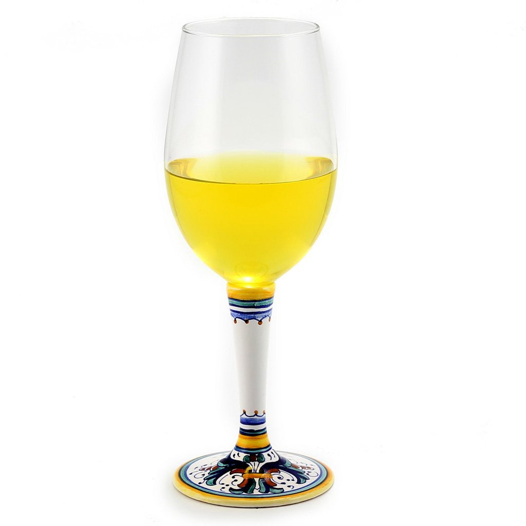 DERUTA STEMWARE: Pinot Glass on Hand Painted Ceramic Base RICCO DERUTA ...