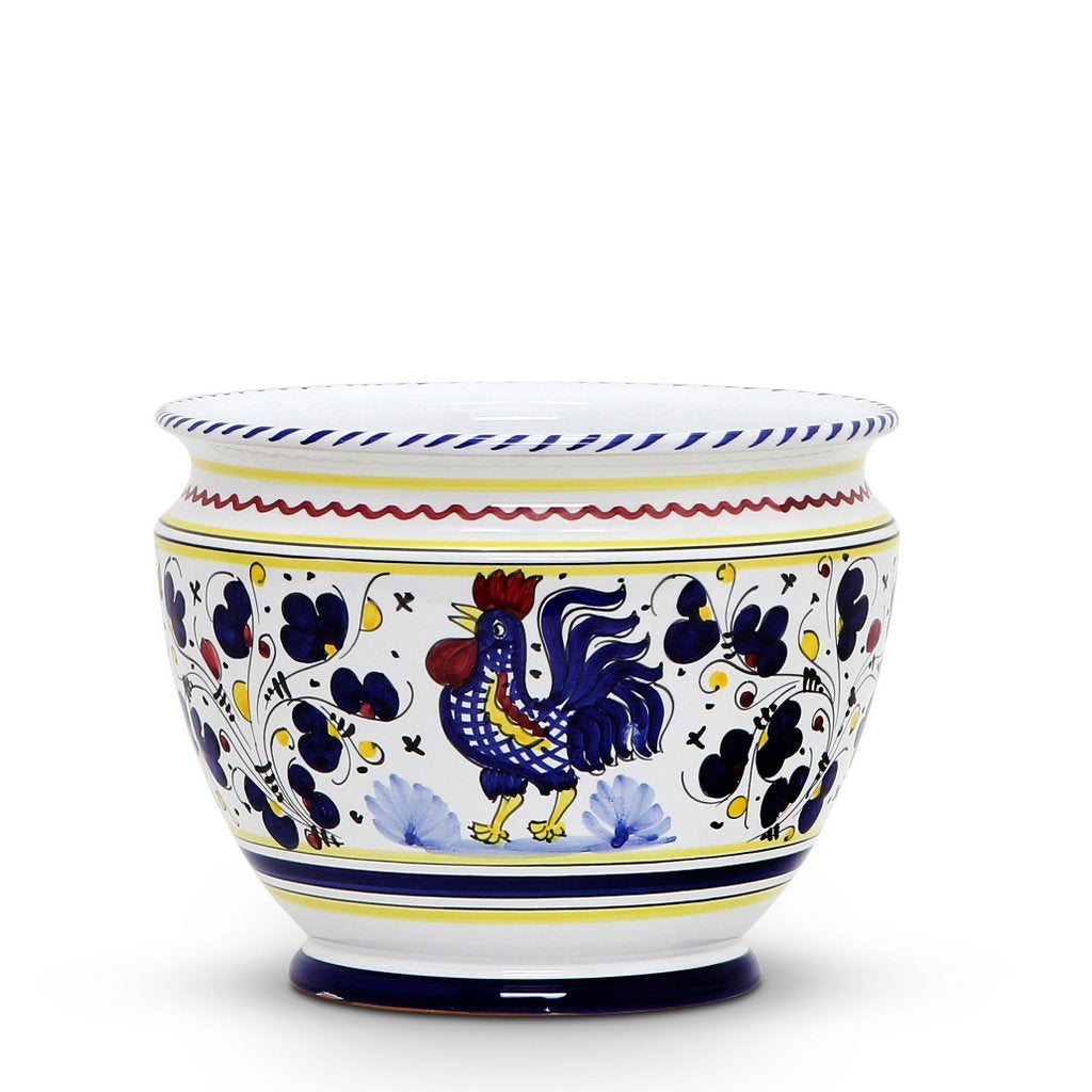 ORVIETO BLUE ROOSTER: Luxury Cachepot Planter Small - Artistica.com