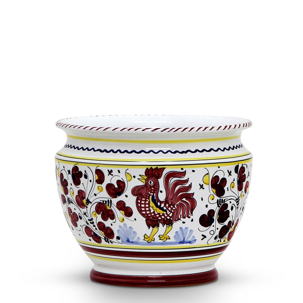 ORVIETO RED ROOSTER: Luxury Cachepot Planter Small - Artistica.com