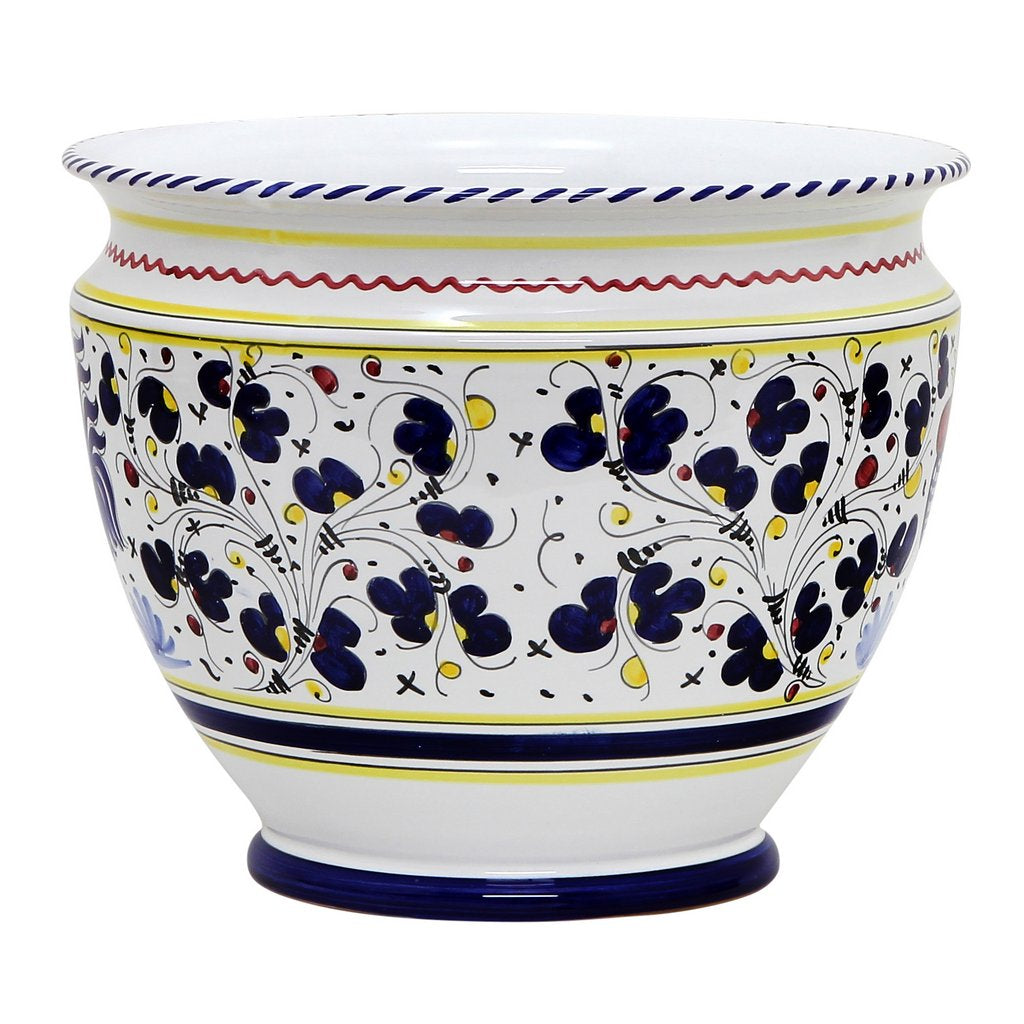 ORVIETO BLUE ROOSTER: Luxury Cachepot Planter Large - Artistica.com