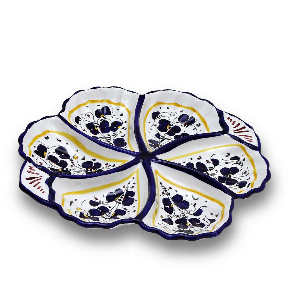 ORVIETO BLUE ROOSTER: Snack Tray Fiore/Shell - Six Compartments - Artistica.com