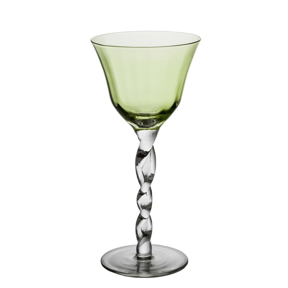 ABIGAILS - ADRIANA Wine Glass Twisted Stem - GREEN - Artistica.com