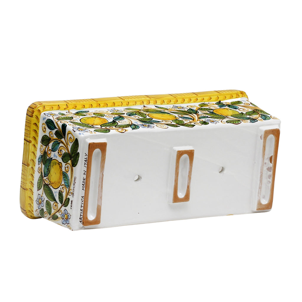 SICILIA: Rectangular Jardiniere from Caltagirone Sicily (Indoor-Outdoor) - Lemon Design - Artistica.com