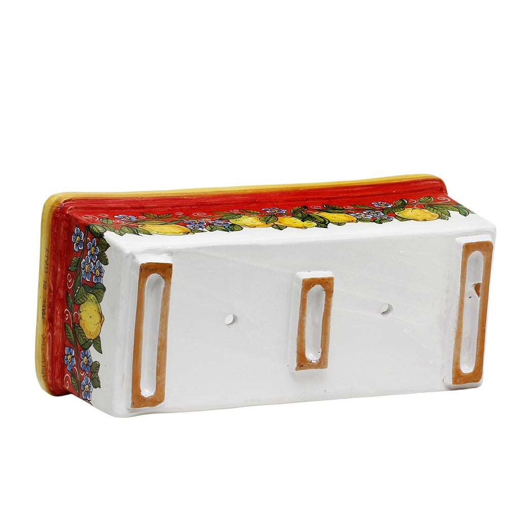 SICILIA: Rectangular Jardiniere from Caltagirone Sicily (Indoor-Outdoor) - RED Lemon Design - Artistica.com