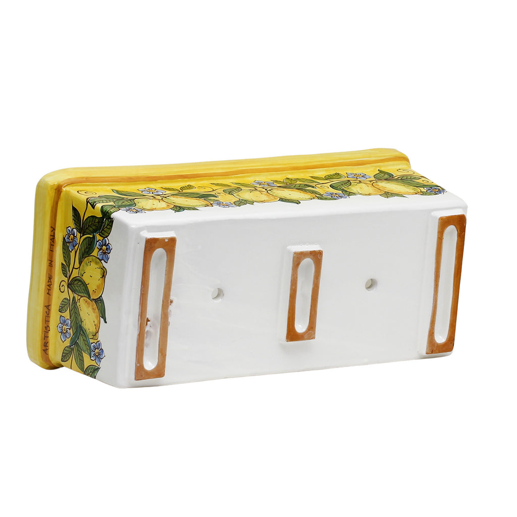 SICILIA: Rectangular Jardiniere from Caltagirone Sicily (Indoor-Outdoor) - YELLOW Lemon Design - Artistica.com