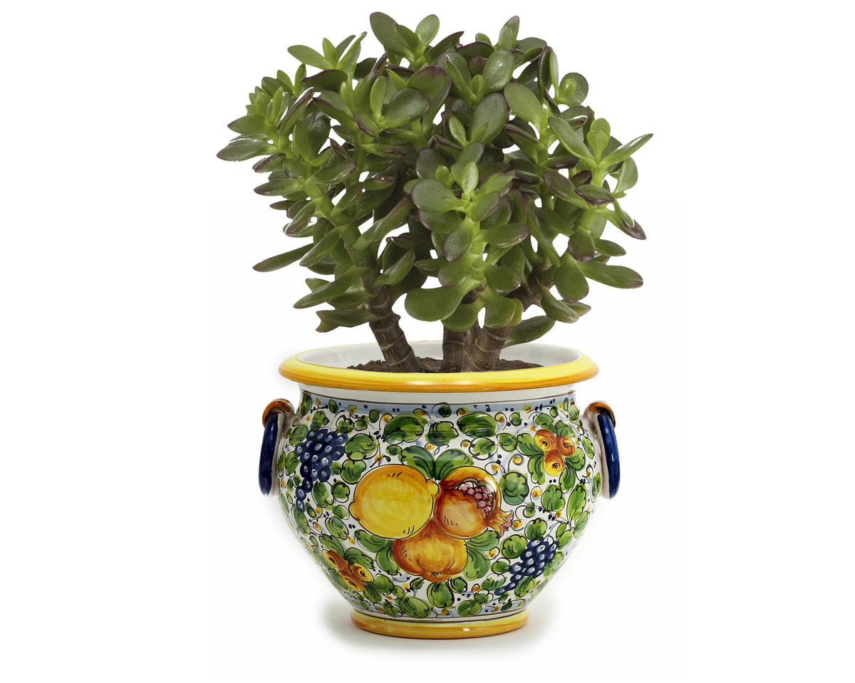 TUSCANIA: Round Tuscan cachepot with side rings (Large 17" Diam.) - Artistica.com