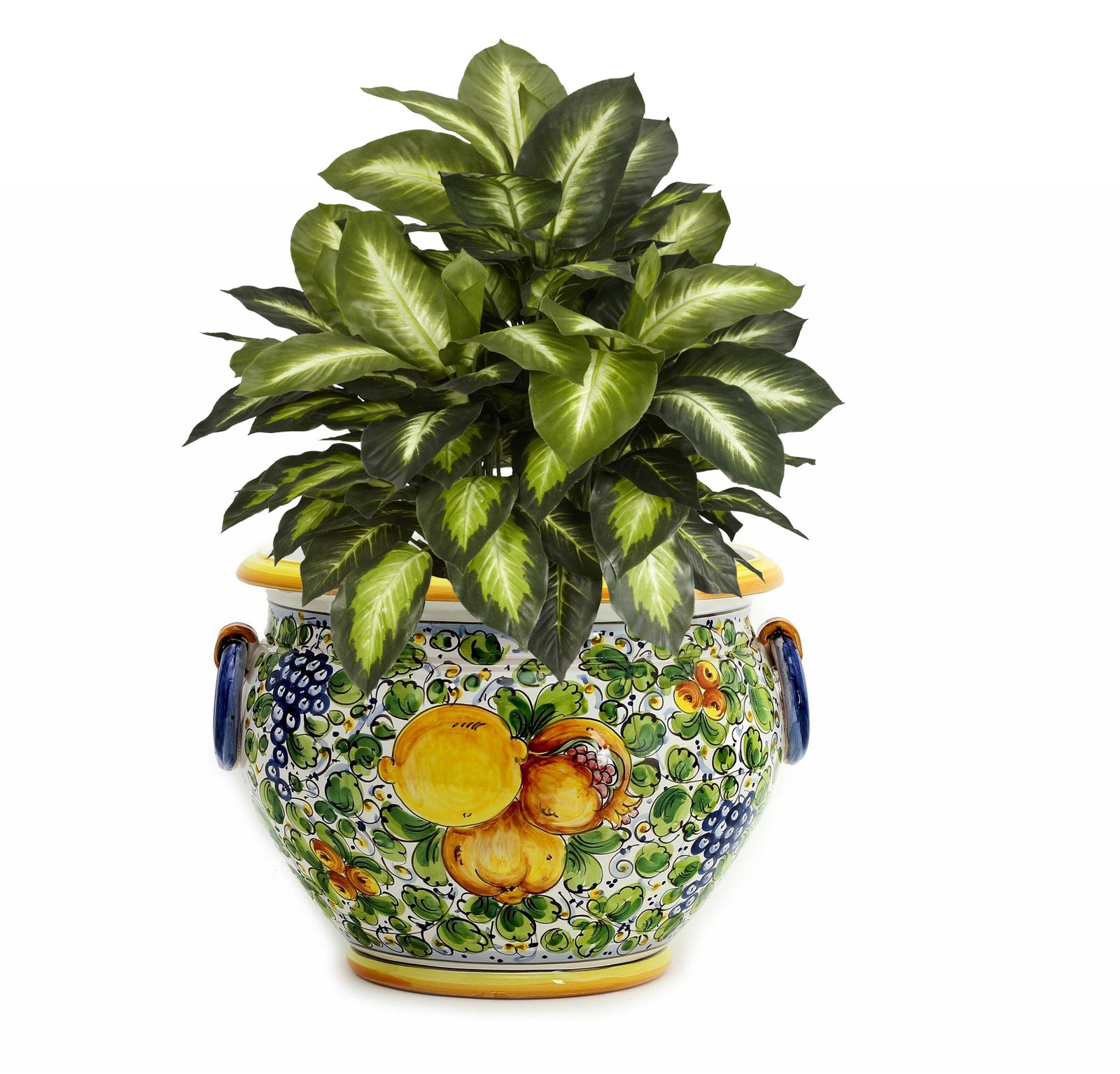 TUSCANIA: Round Tuscan cachepot with side rings (Large 17" Diam.) - Artistica.com