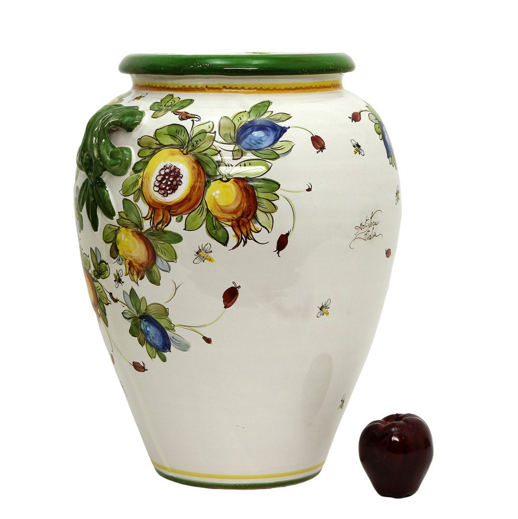 MAJOLICA TOSCANA: Tuscan Orcetto Large Vase with Frutta design - Artistica.com