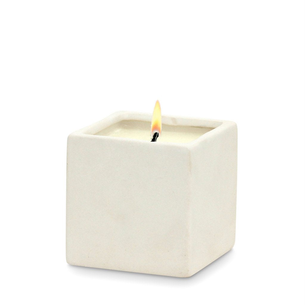 MONDIAL CANDLES: Urban Square Design Small Ceramic Candle Modern Matte White - Artistica.com