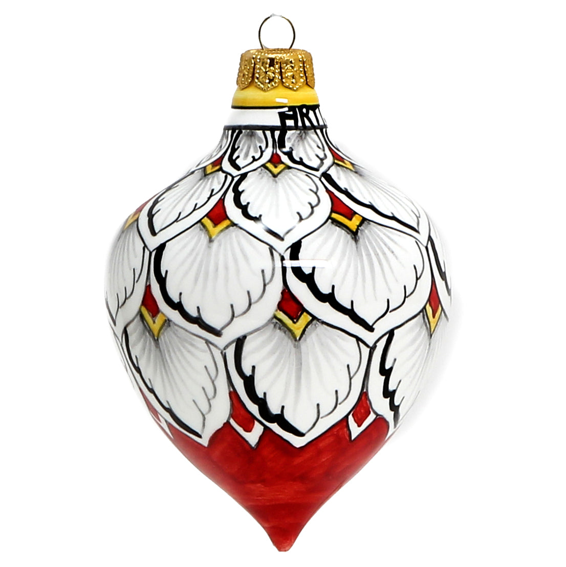 CHRISTMAS ORNAMENT: Drop Ball Hand Painted in Deruta Vario design (Large) - Artistica.com