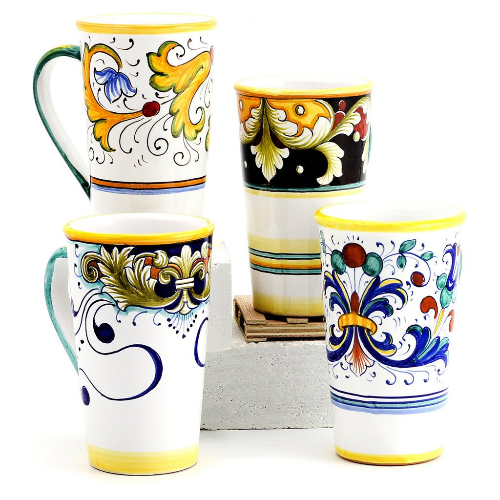 DERUTA MUGS: Set of FOUR Mugs as shown (9507-PER.VR4.FOL.RIC) - Artistica.com