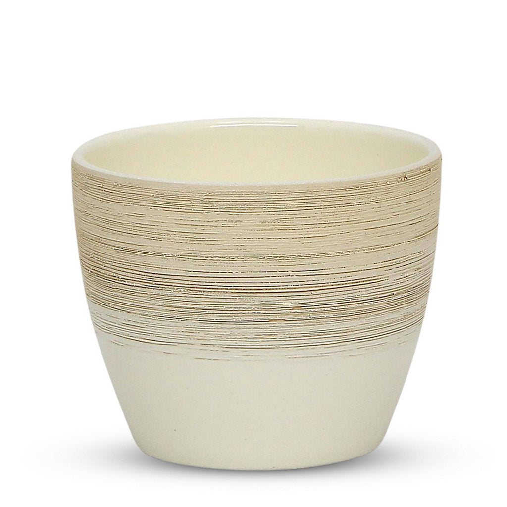 ELEGANTE: Graffito Rustico Vanilla Cream Ceramic Flower Pot Small (5.5" H.) - Artistica.com
