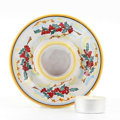 CHRISTMAS HOLLY: Deruta Tea Light Saucer - Artistica.com