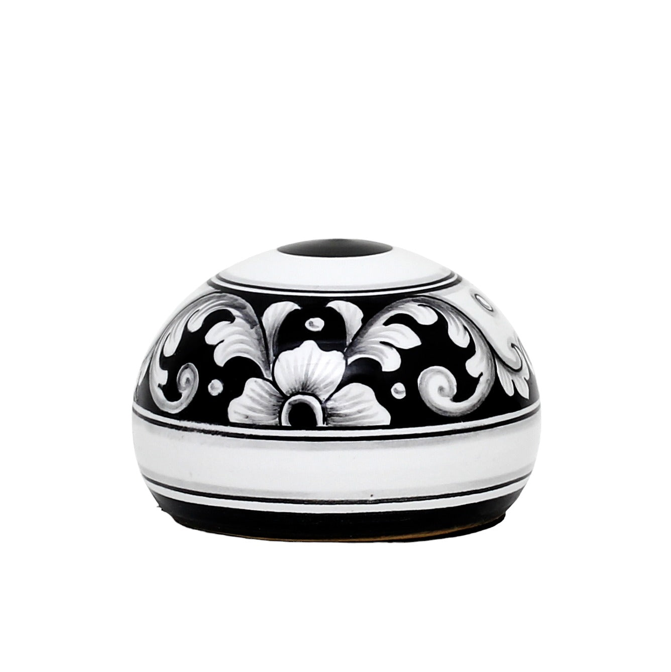 DERUTA PAPERWEIGHT: Large traditional round Deruta Vario Nero design - Artistica.com
