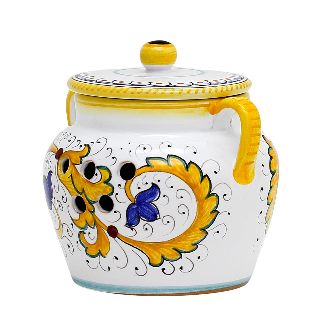 PERUGINO: NEW Garlic/Onion Jar Keeper with handles - Artistica.com