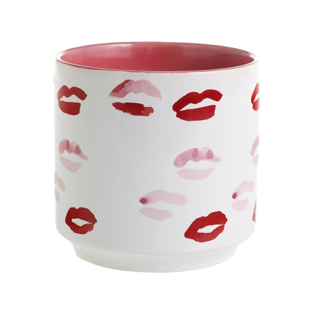 ROMANTICA: Valentino - Muah! Large Candle Vase Ceramic Container (30 Oz) - Artistica.com