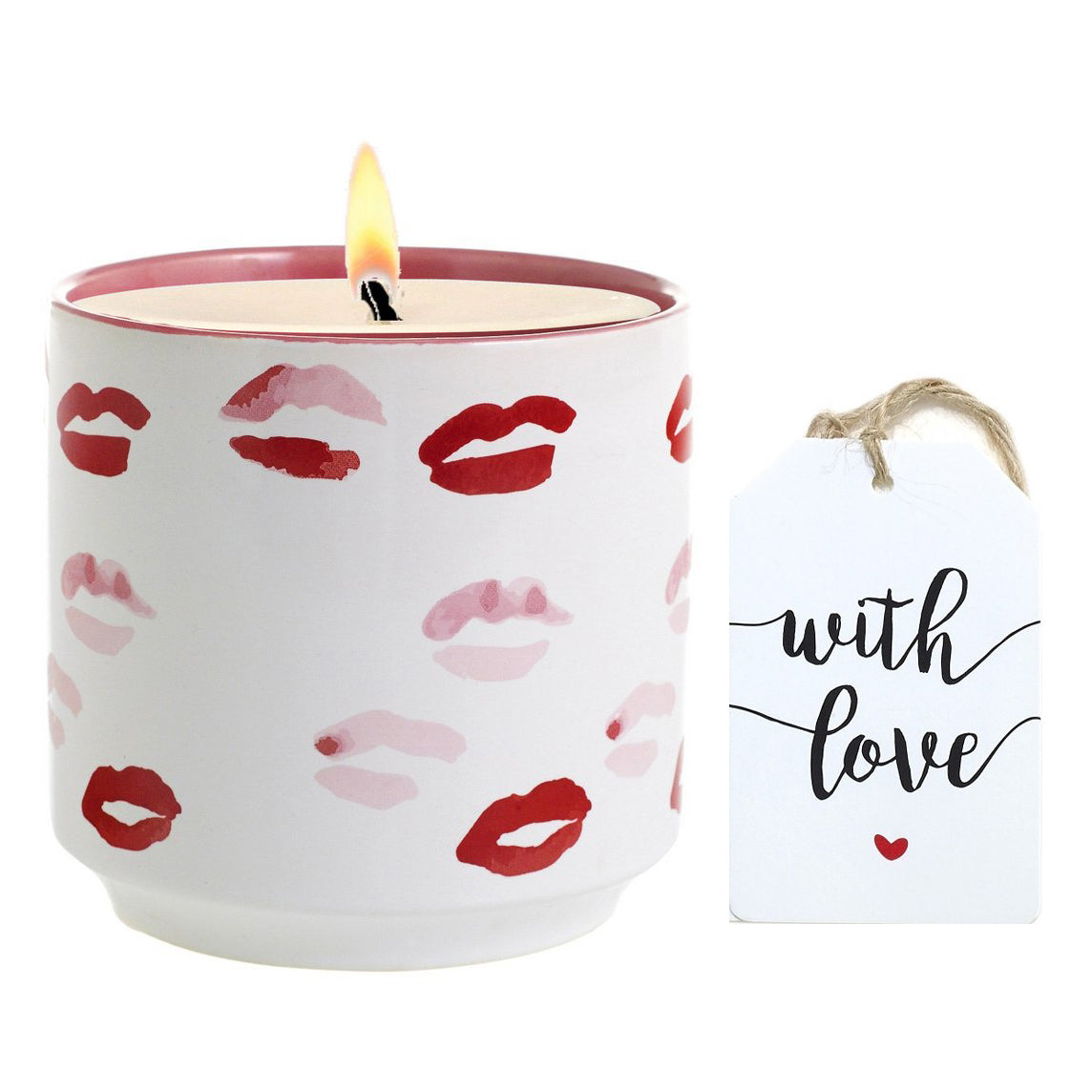 ROMANTICA: Valentino - Muah! Large Candle Vase Ceramic Container (30 Oz) - Artistica.com