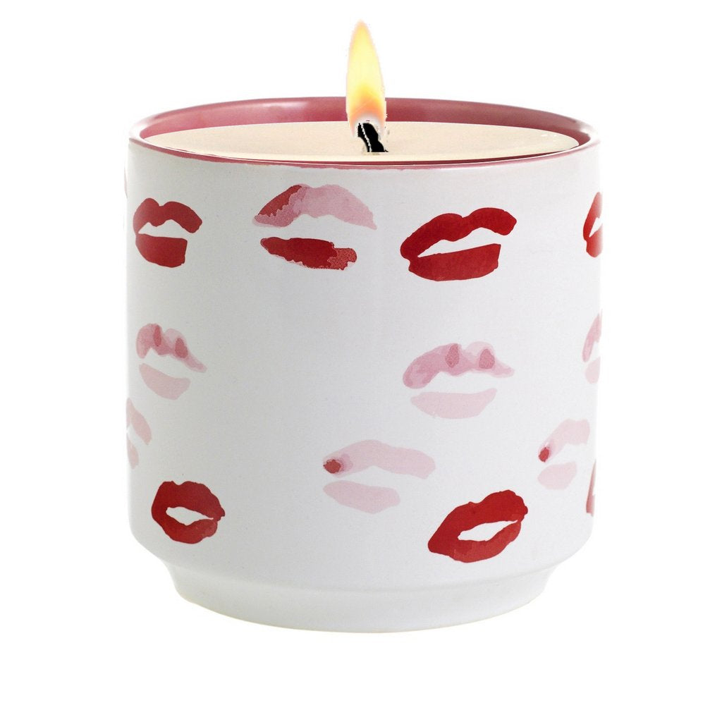 ROMANTICA: Valentino - Muah! Large Candle Vase Ceramic Container (30 Oz) - Artistica.com