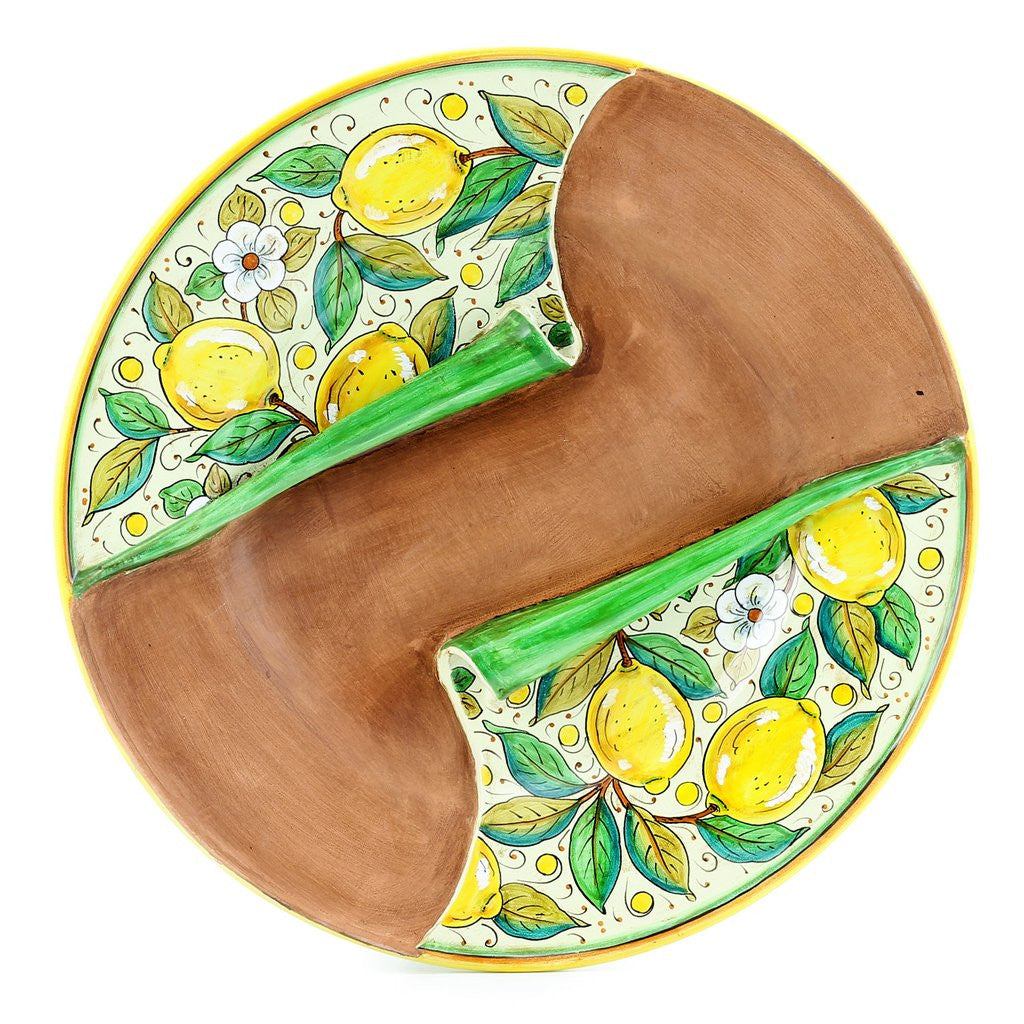 UNDRESSED: Round Centerpiece with lemon design over terracotta - Artistica.com