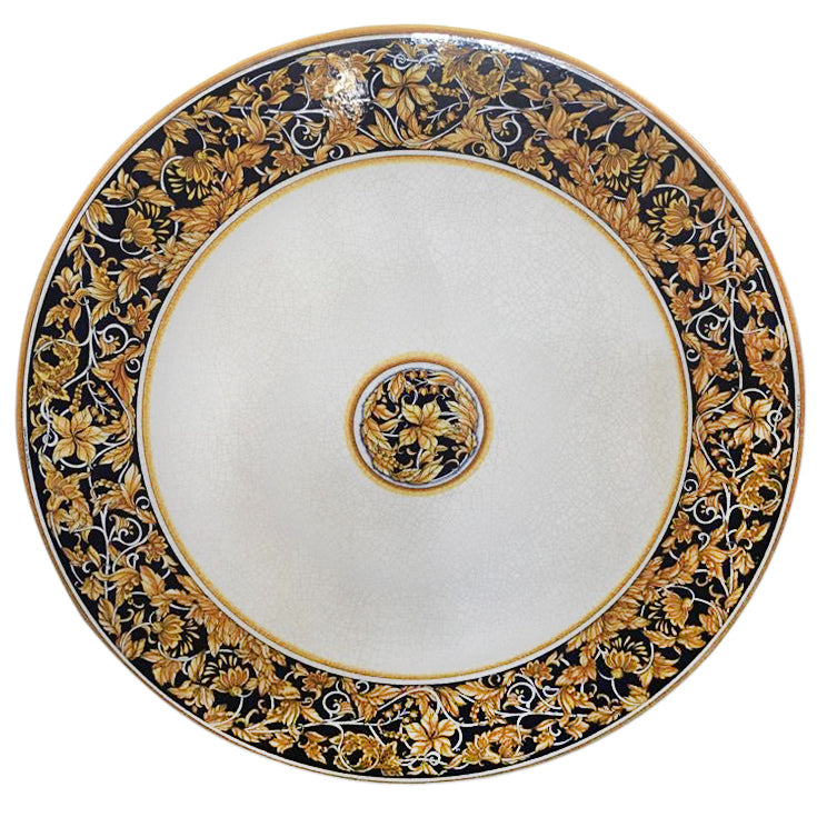 CERAMIC STONE TABLE + IRON BASE: ADIMA Design^ - Hand Painted in Deruta, Italy. - Artistica.com