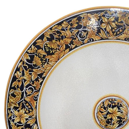 CERAMIC STONE TABLE + IRON BASE: ADIMA Design^ - Hand Painted in Deruta, Italy. - Artistica.com