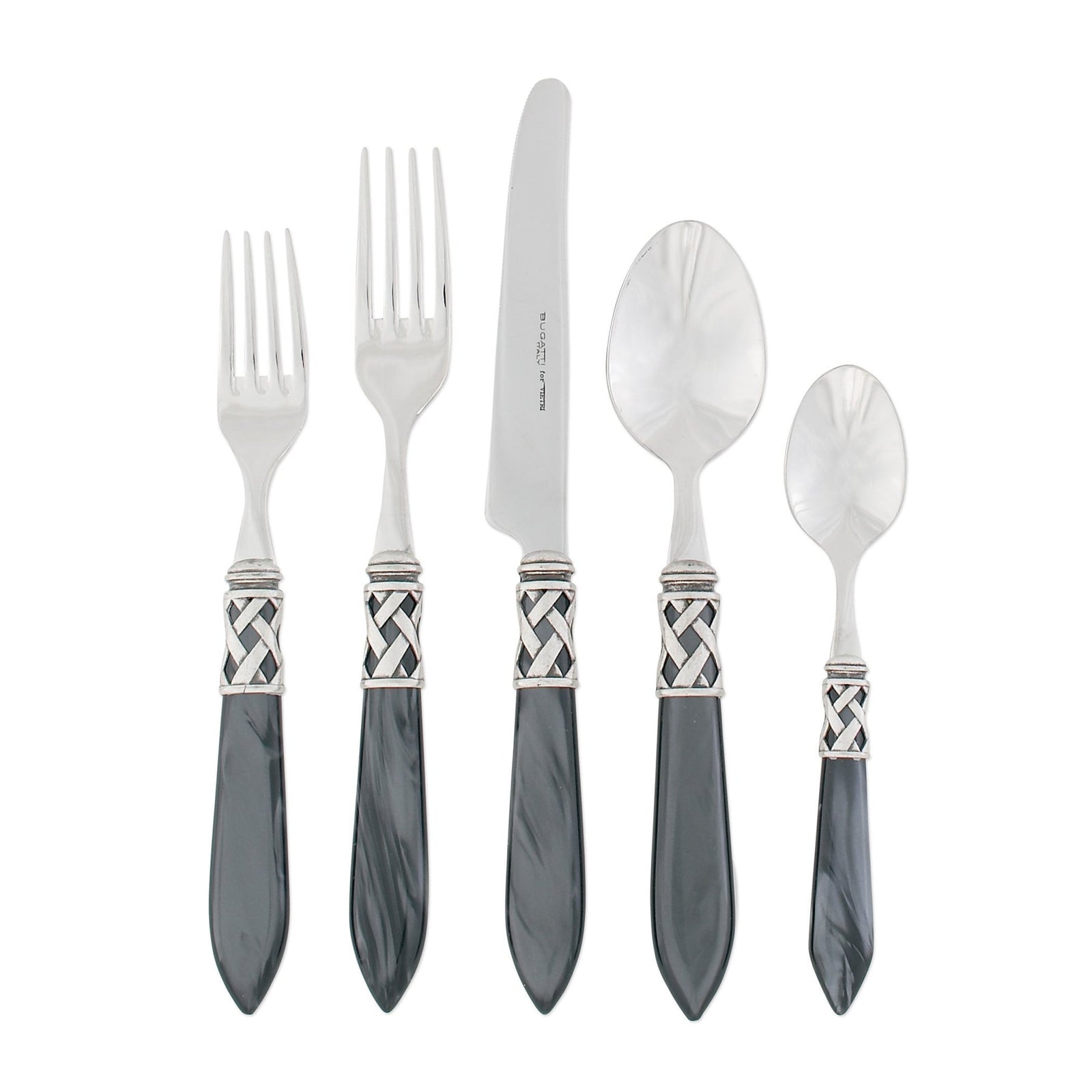 VIETRI: Aladdin Five Piece Place Setting CHARCOAL - Artistica.com