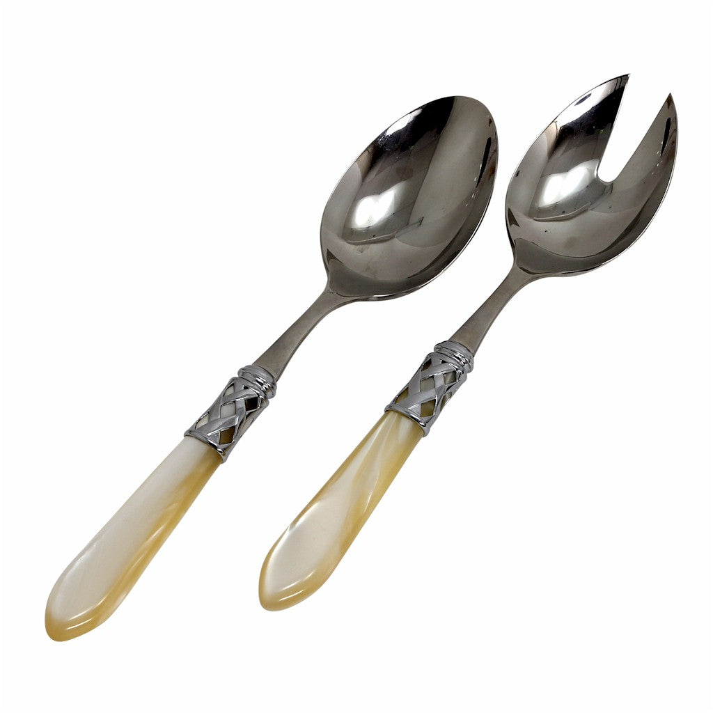 VIETRI: Aladdin Brilliant Ivory Salad Servers - Artistica.com