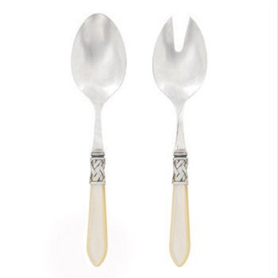 VIETRI: Aladdin Antique Ivory Salad Server Set - Artistica.com
