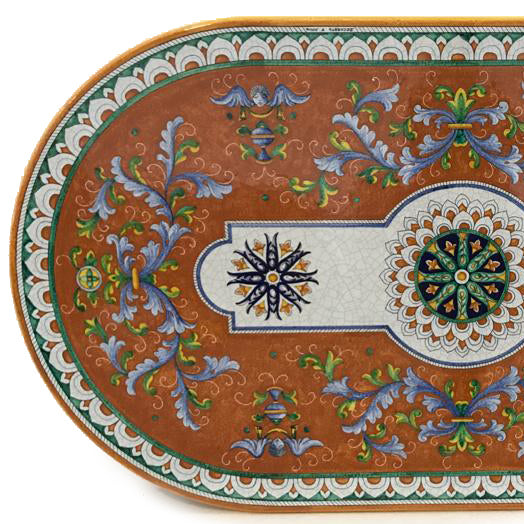 CERAMIC STONE TABLE+ IRON BASE: ANGIOLETTI Design^ in Deruta, Italy. - Artistica.com