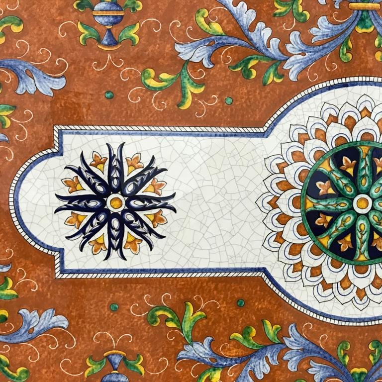 CERAMIC STONE TABLE+ IRON BASE: ANGIOLETTI Design^ in Deruta, Italy. - Artistica.com