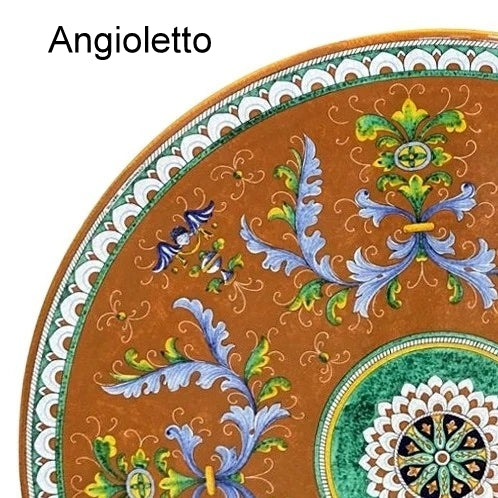 END SIDE TABLE ROUND: Ceramic-Stone top on iron base (28" Diam. x 20" High.) in Deruta, Italy. - Artistica.com