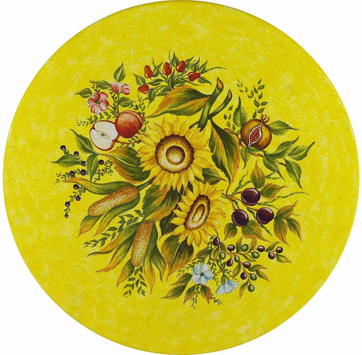 CERAMIC STONE TABLE + IRON BASE: AREZZO Design - Hand Painted in Deruta, Italy. - Artistica.com