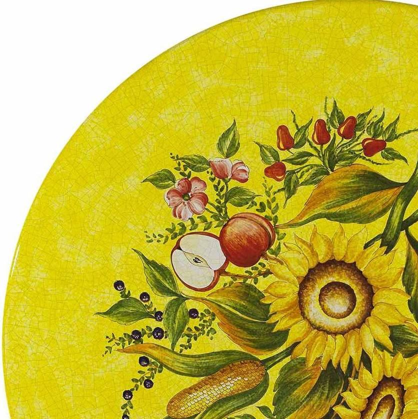 CERAMIC STONE TABLE + IRON BASE: AREZZO Design - Hand Painted in Deruta, Italy. - Artistica.com