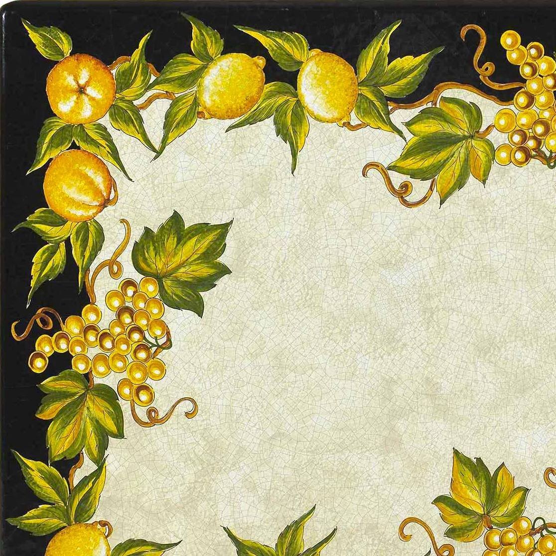 CERAMIC STONE TABLE + IRON BASE: ASSISI Design - Hand Painted in Deruta, Italy. - Artistica.com