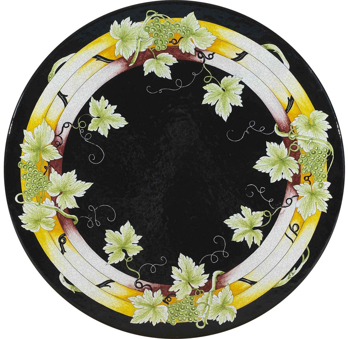 CERAMIC STONE TABLE + IRON BASE: ATENE Design - Hand Painted in Deruta, Italy. - Artistica.com