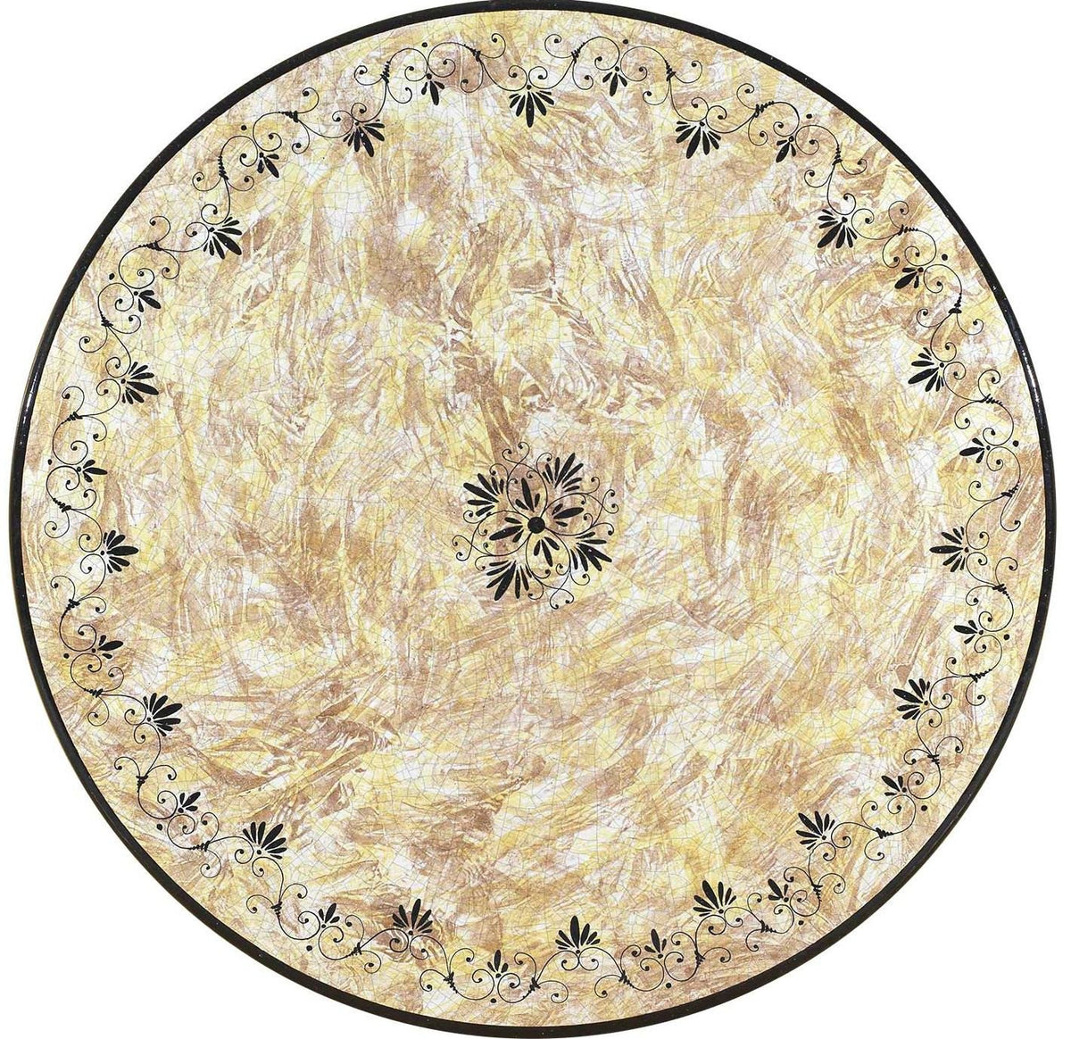 CERAMIC STONE TABLE + IRON BASE: AVIGNONE Design - Hand Painted in Deruta, Italy. - Artistica.com