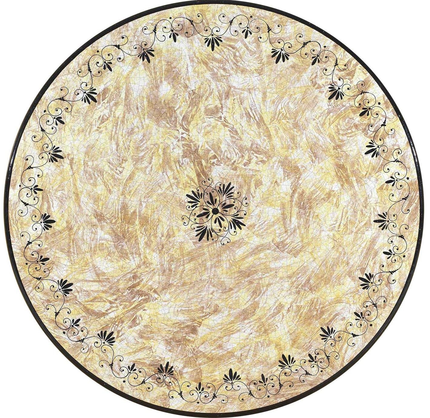 CERAMIC STONE TABLE + IRON BASE: AVIGNONE Design - Hand Painted in Deruta, Italy. - Artistica.com