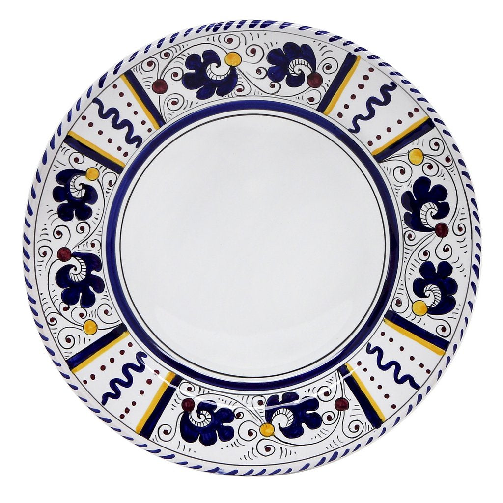ORVIETO BLUE ROOSTER: Dinner Plate (White Center) - Artistica.com