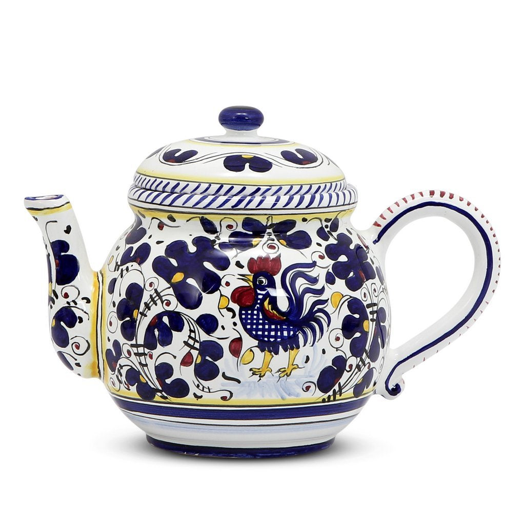 ORVIETO BLUE ROOSTER: Teapot [R] - Artistica.com