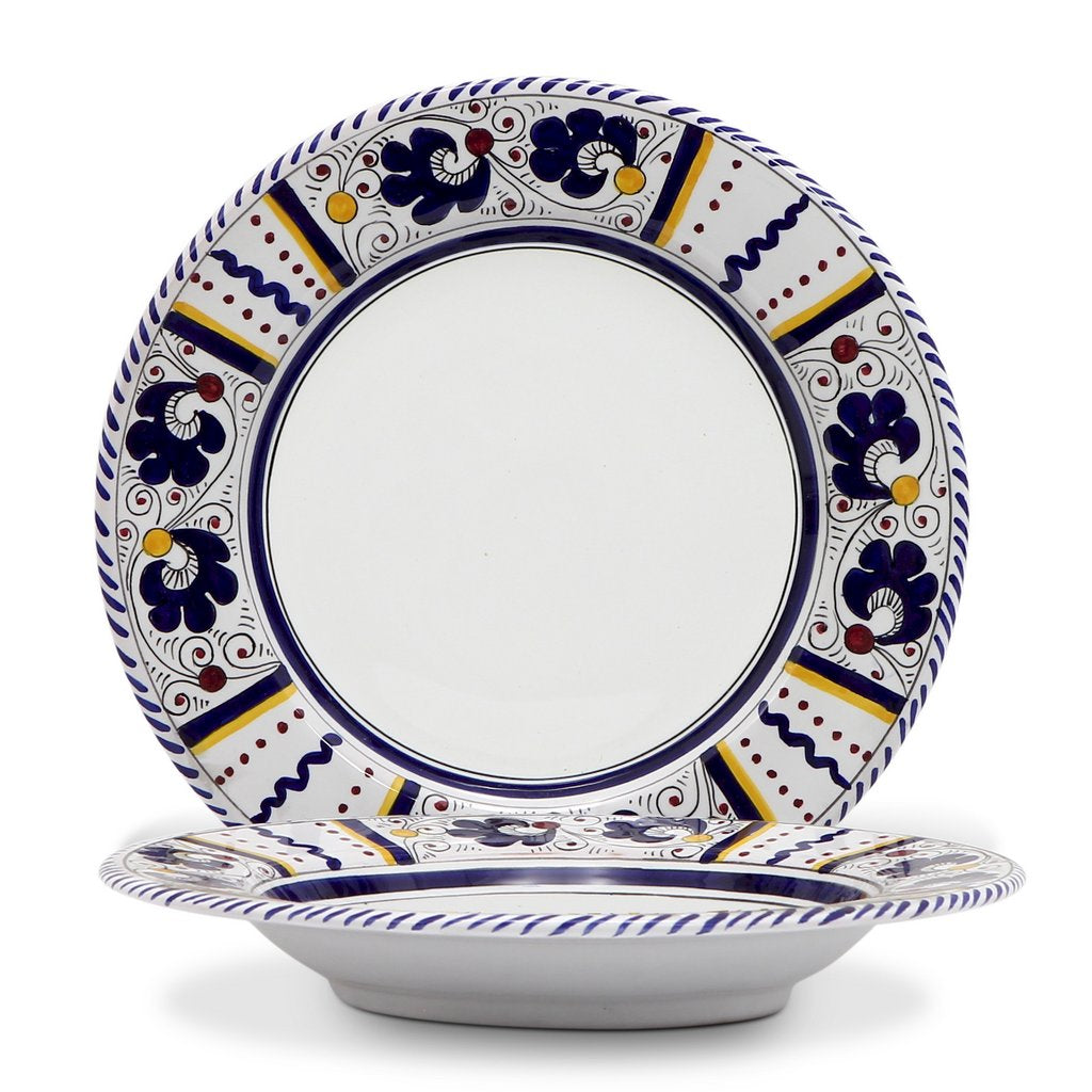 ORVIETO BLUE ROOSTER: 4 Pieces Place Setting - White center - Artistica.com