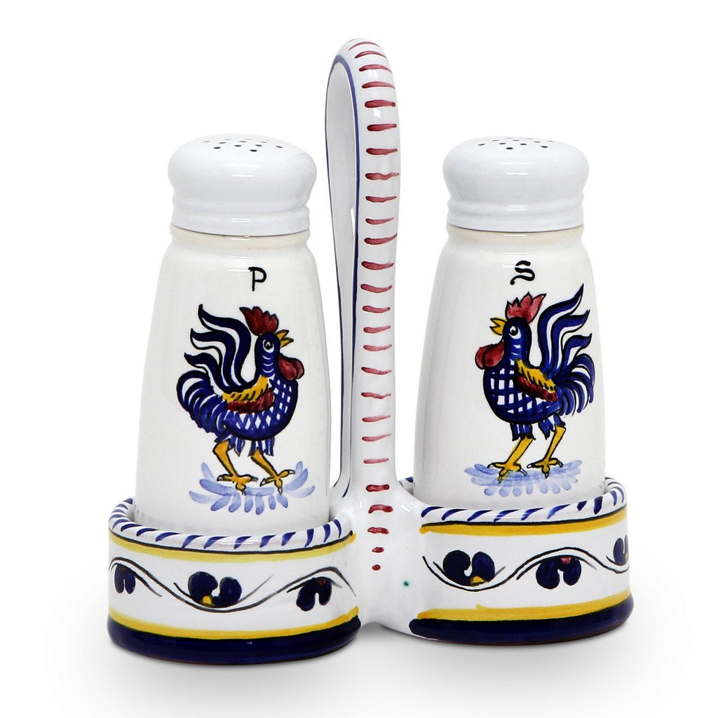 ORVIETO BLUE ROOSTER: Salt and Pepper Cruet [R] - Artistica.com