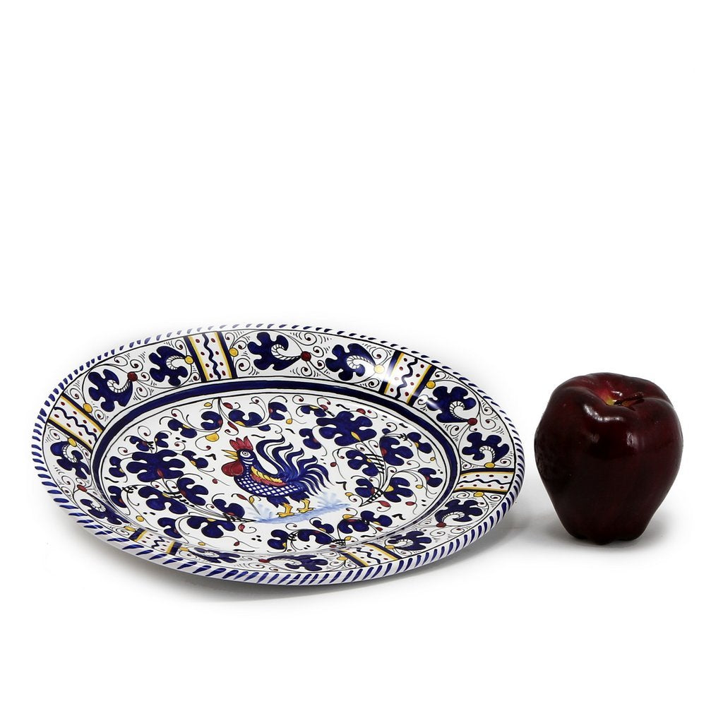 ORVIETO BLUE ROOSTER: Oval Plate - Artistica.com