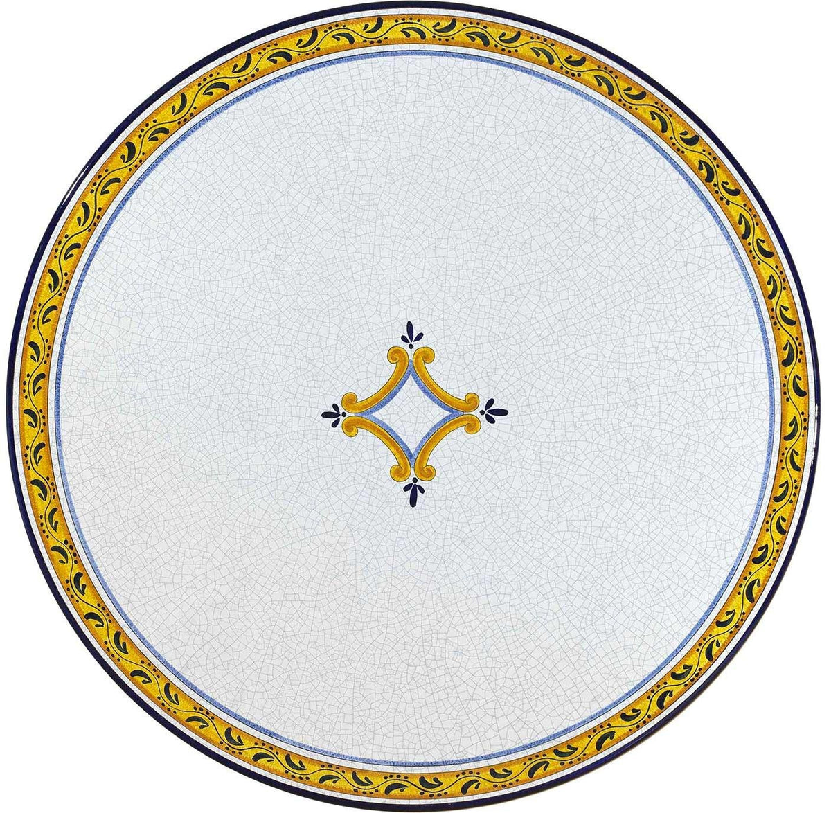 CERAMIC STONE TABLE + IRON BASE: BALTIMORA Design - Hand Painted in Deruta, Italy. - Artistica.com