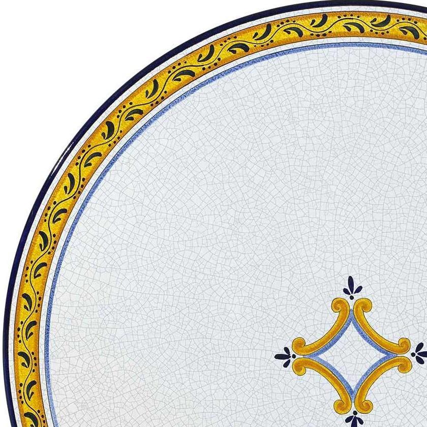 CERAMIC STONE TABLE + IRON BASE: BALTIMORA Design - Hand Painted in Deruta, Italy. - Artistica.com