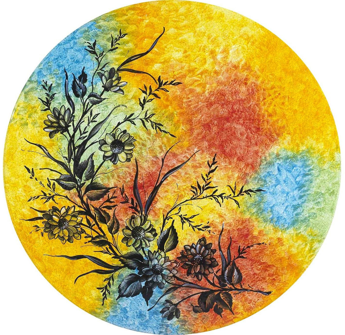 CERAMIC STONE TABLE + IRON BASE: BRATISLAVIA Design - Hand Painted in Deruta, Italy. - Artistica.com