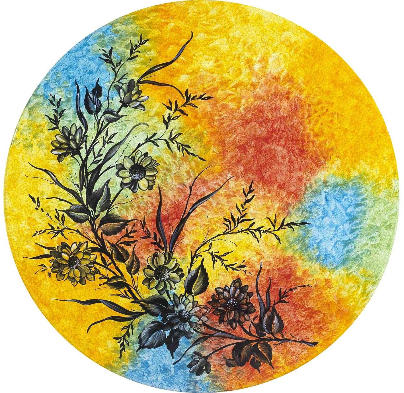 CERAMIC STONE TABLE + IRON BASE: BRATISLAVIA Design - Hand Painted in Deruta, Italy. - Artistica.com