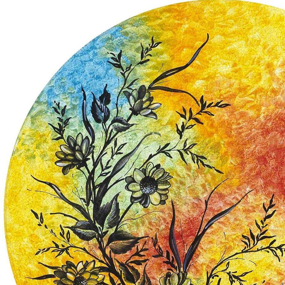 CERAMIC STONE TABLE + IRON BASE: BRATISLAVIA Design - Hand Painted in Deruta, Italy. - Artistica.com