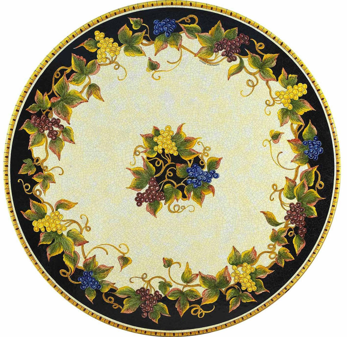 CERAMIC STONE TABLE + IRON BASE: BRINDISI Design^ - Hand Painted in Deruta, Italy. - Artistica.com